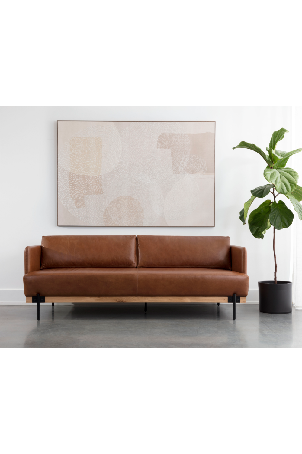 Oak Wood Frame Leather Sofa | Splendido Saul
