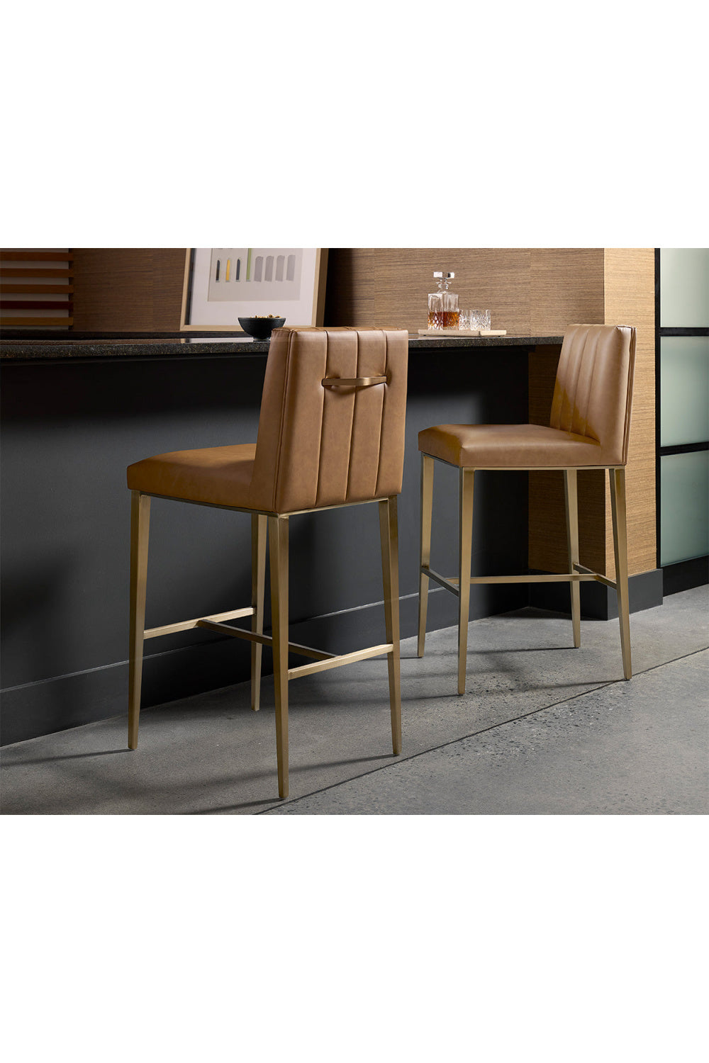 Vertical-Channeled Leather-Look Bar Stool by Splendido Wilbur Barstool, alternate view 12