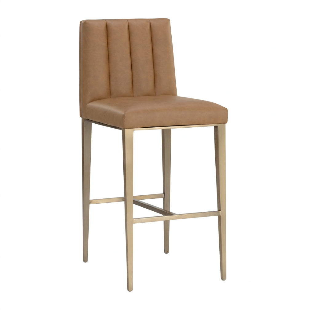 Vertical-Channeled Leather-Look Bar Stool by Splendido Wilbur Barstool