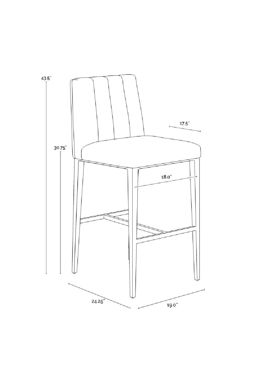 Vertical-Channeled Leather-Look Bar Stool by Splendido Wilbur Barstool, alternate view 13
