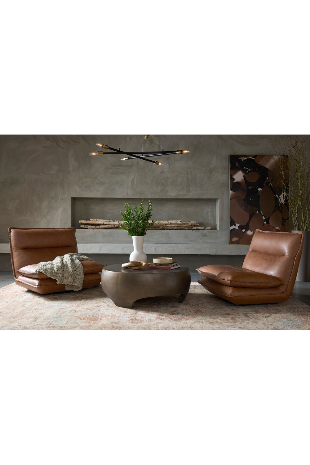 Brown Leather Swivel Armless Chair by Splendido Colson Accent Chair, alternate view 15