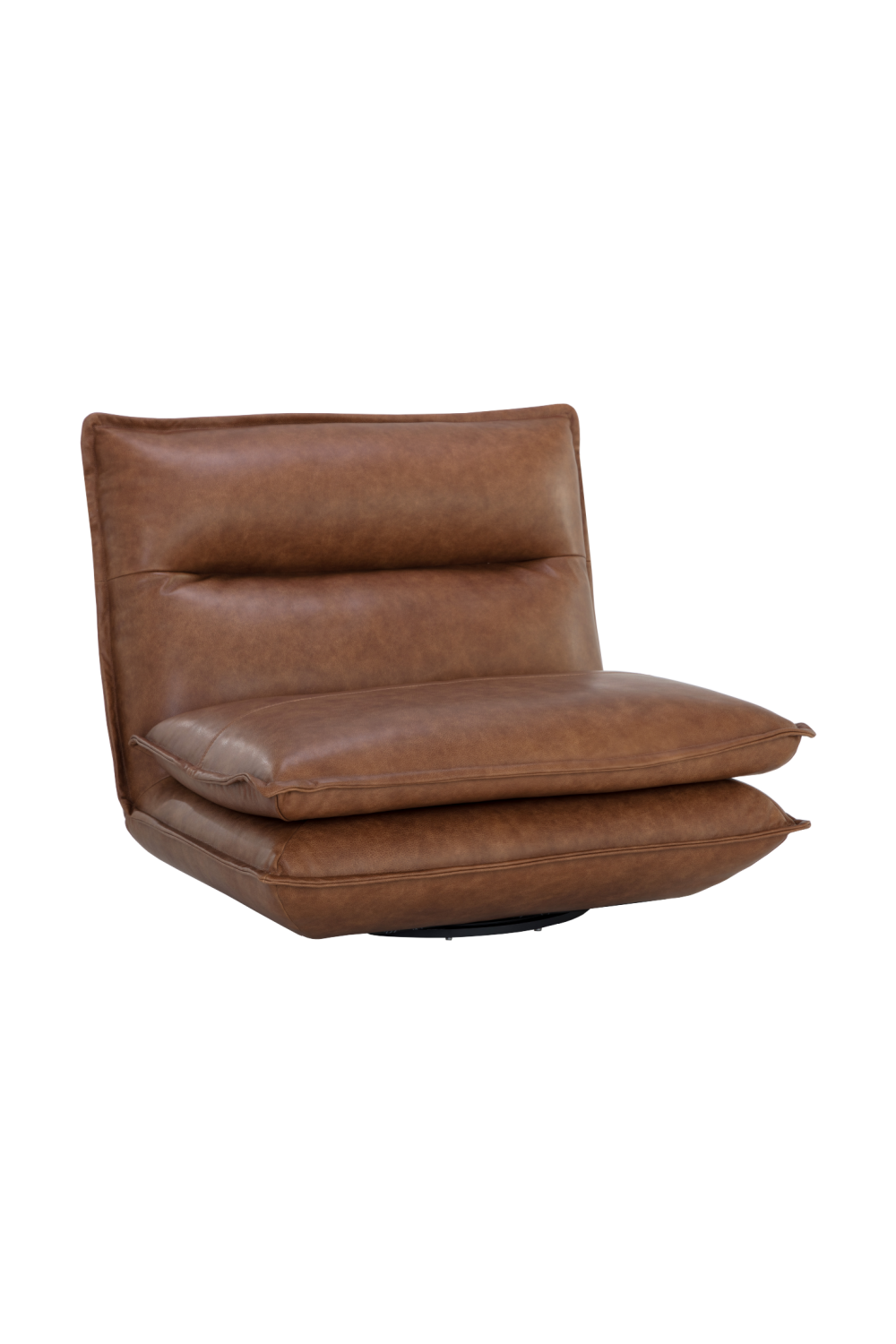 Brown Leather Swivel Armless Chair | Splendido Colson