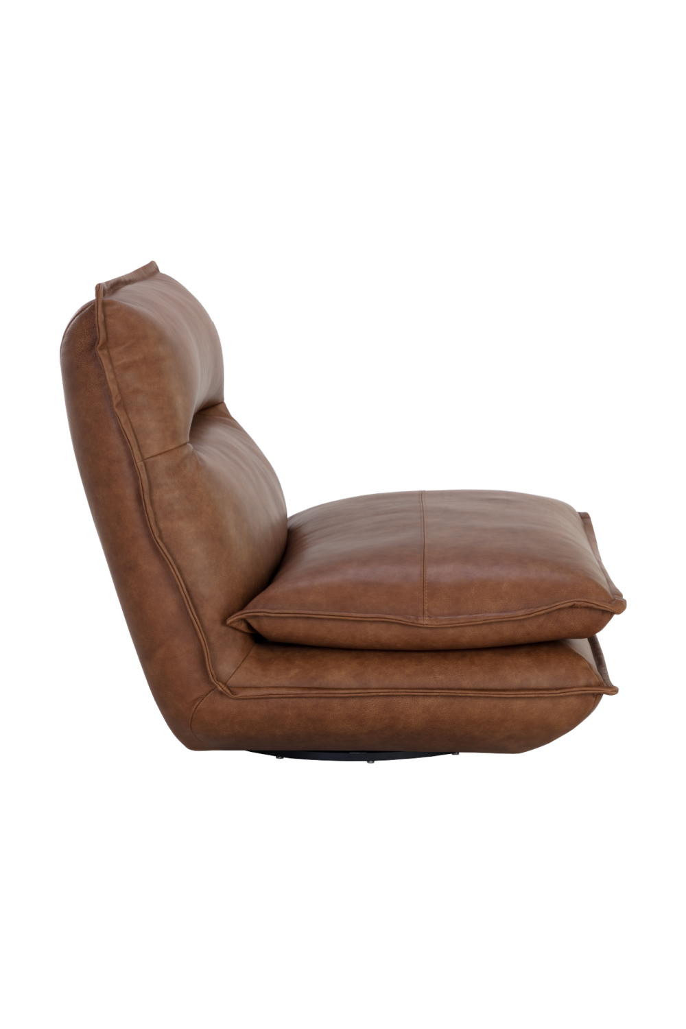 Brown Leather Swivel Armless Chair | Splendido Colson