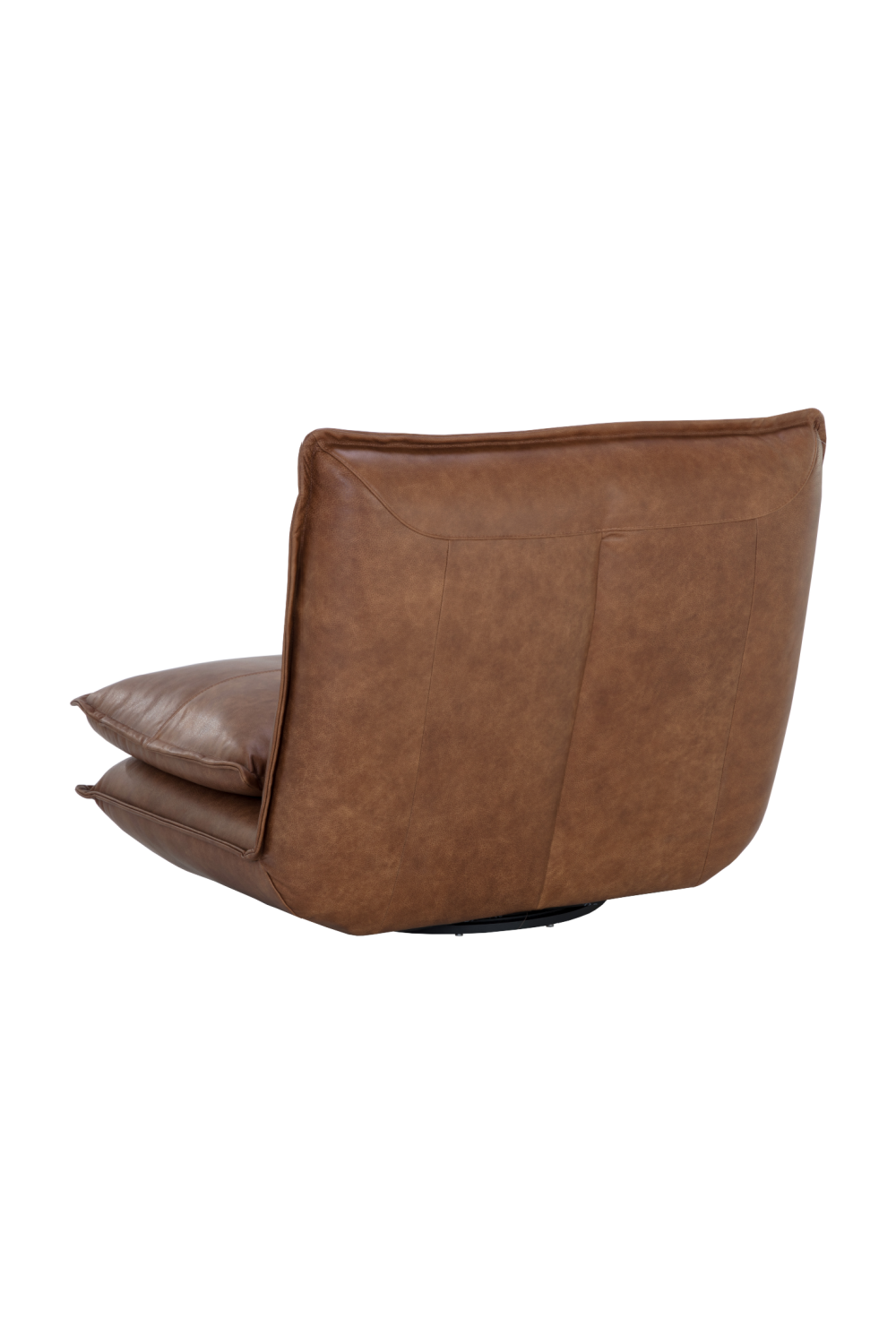 Brown Leather Swivel Armless Chair | Splendido Colson