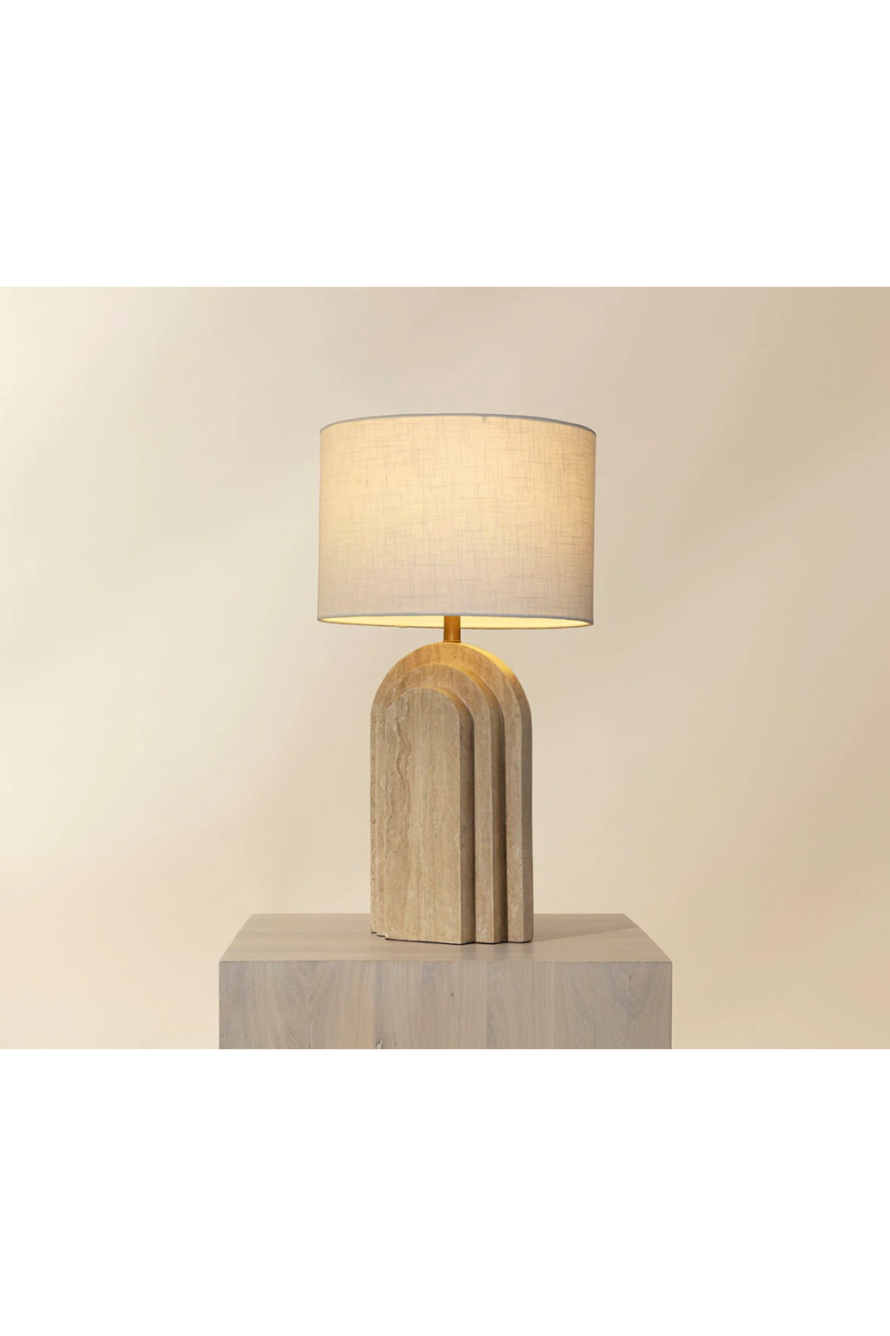 Arched Beige Travertine Table Lamp by Splendido Ancona, alternate view 3