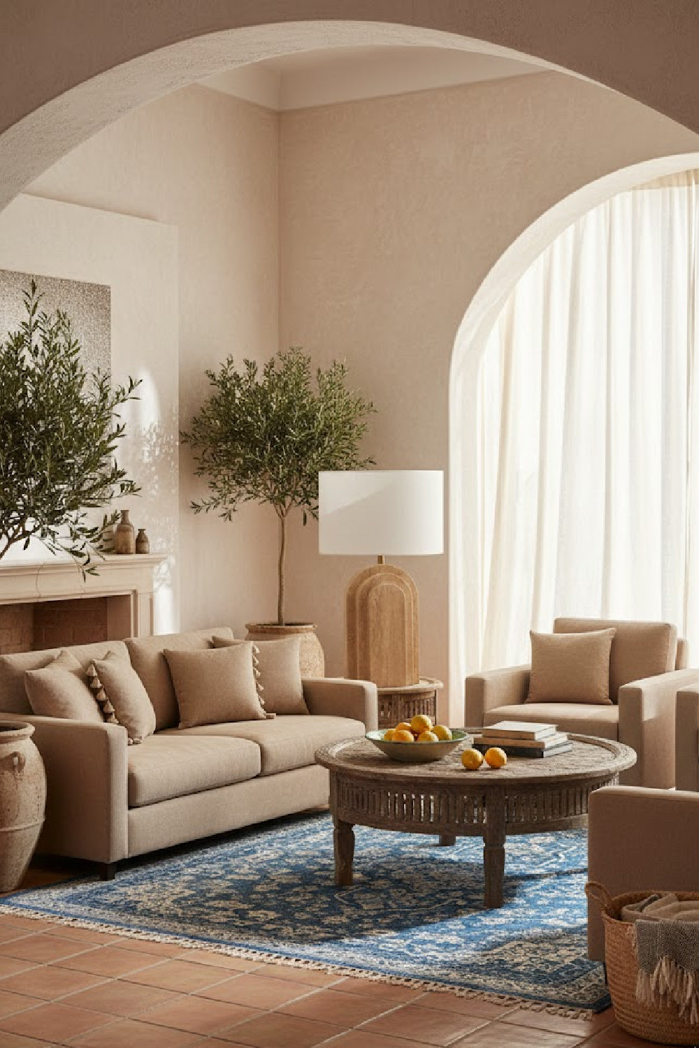 Arched Beige Travertine Table Lamp | Splendido Ancona | Oroa.com