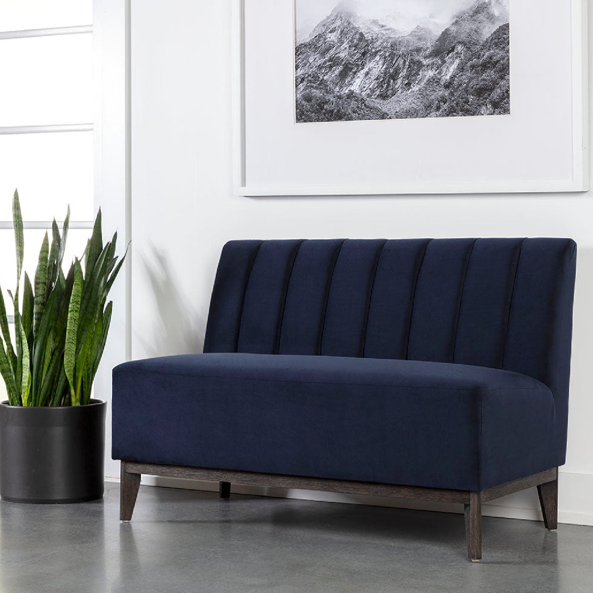 Modern European furniture - Blue Tufted-Back Banquette - www.oroa.com