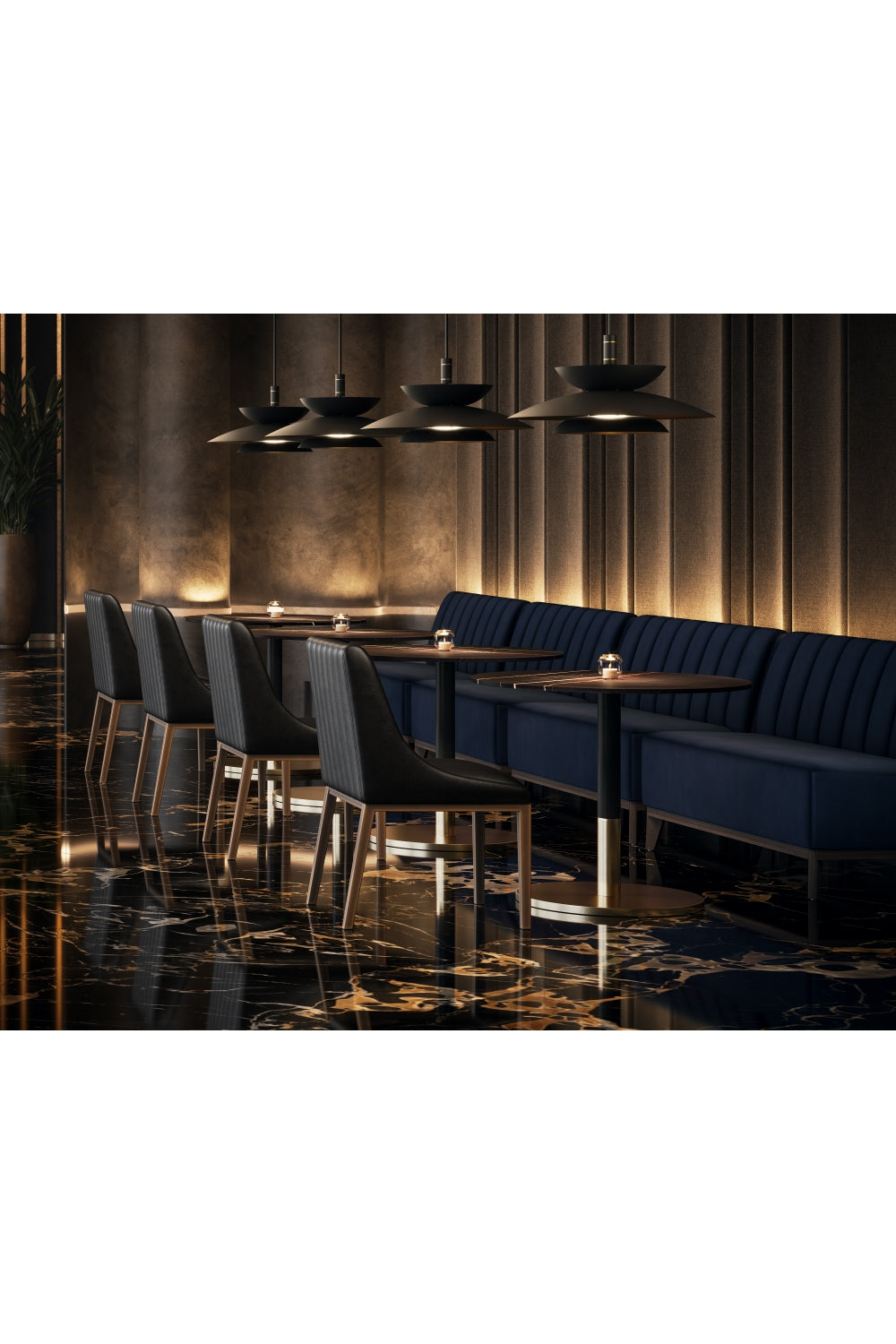Blue Tufted-Back Banquette by Splendido Kosova Sofa, alternate view 9