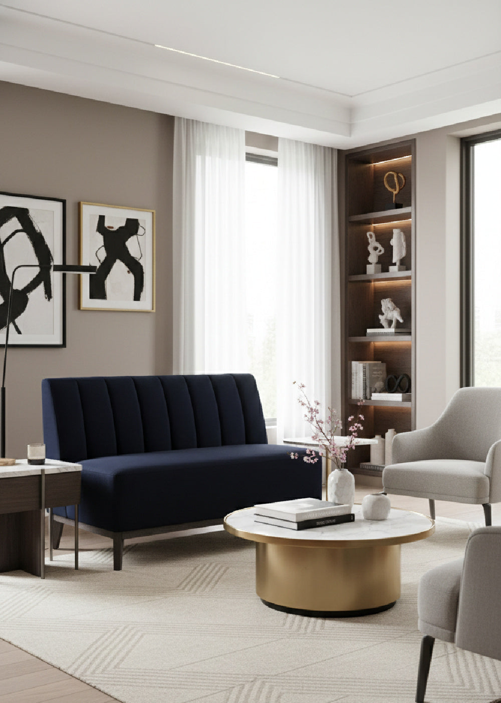 Blue Tufted-Back Banquette by Splendido Kosova Sofa, alternate view 10