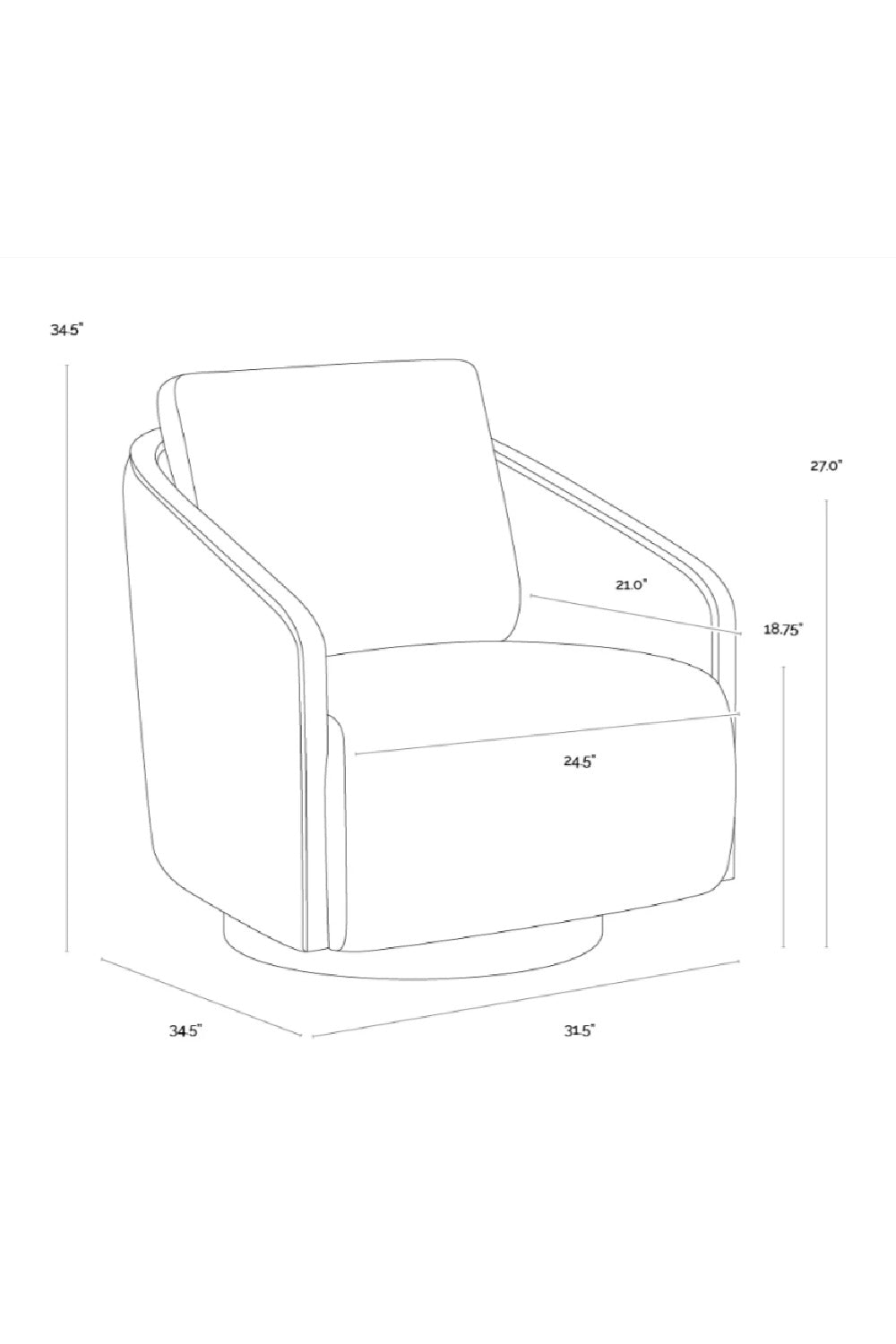 Birch Wood Frame Swivel Chair by Splendido Tasia Accent Chair, alternate view 9