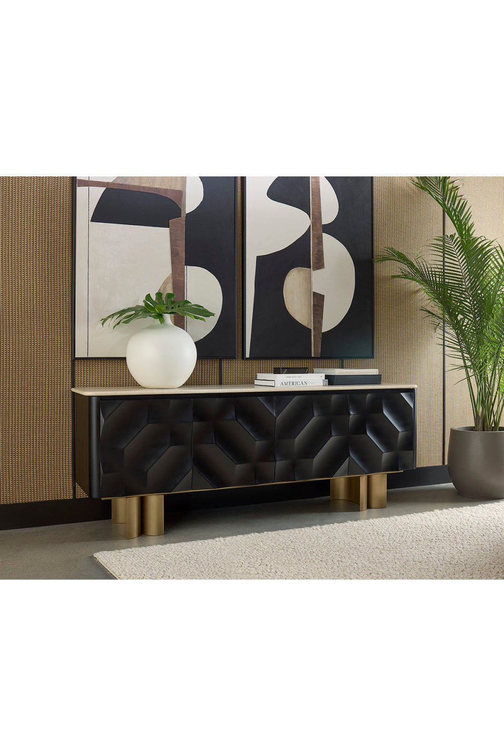Faceted Black 4-Door Sideboard by Splendido Lautrec, alternate view 10