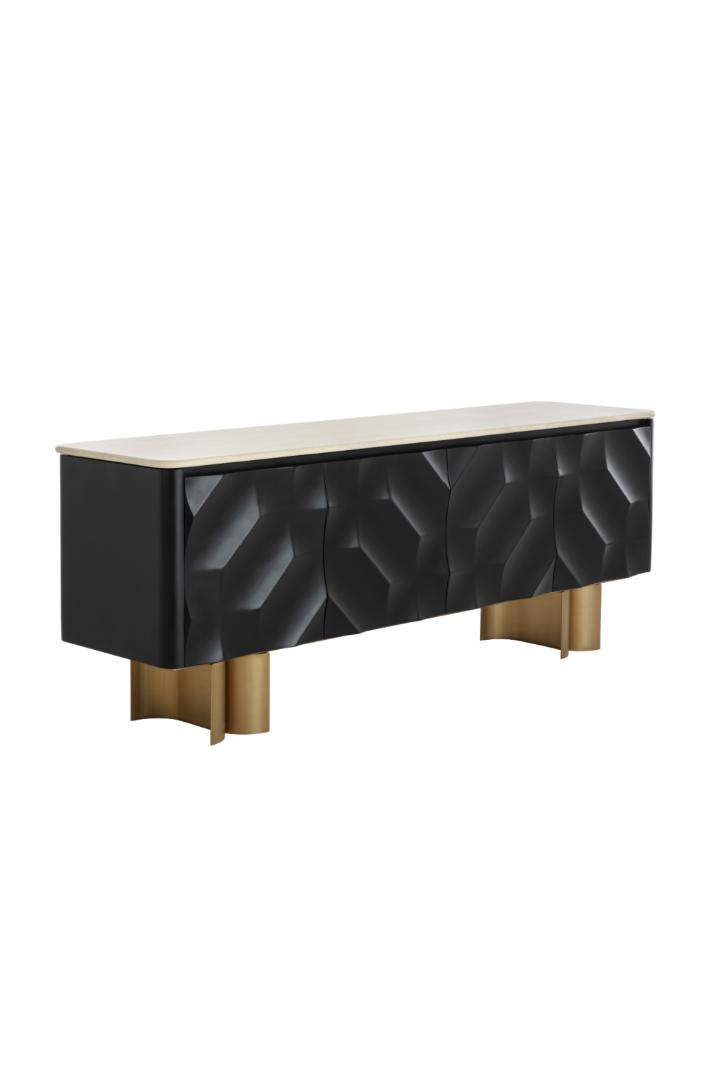Faceted Black 4-Door Sideboard by Splendido Lautrec, alternate view 3
