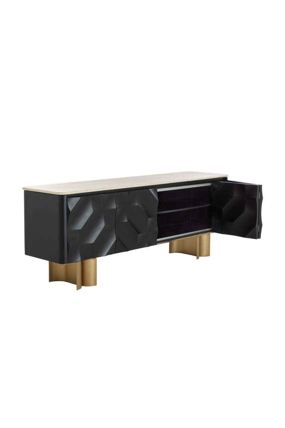 Faceted Black 4-Door Sideboard by Splendido Lautrec, alternate view 4