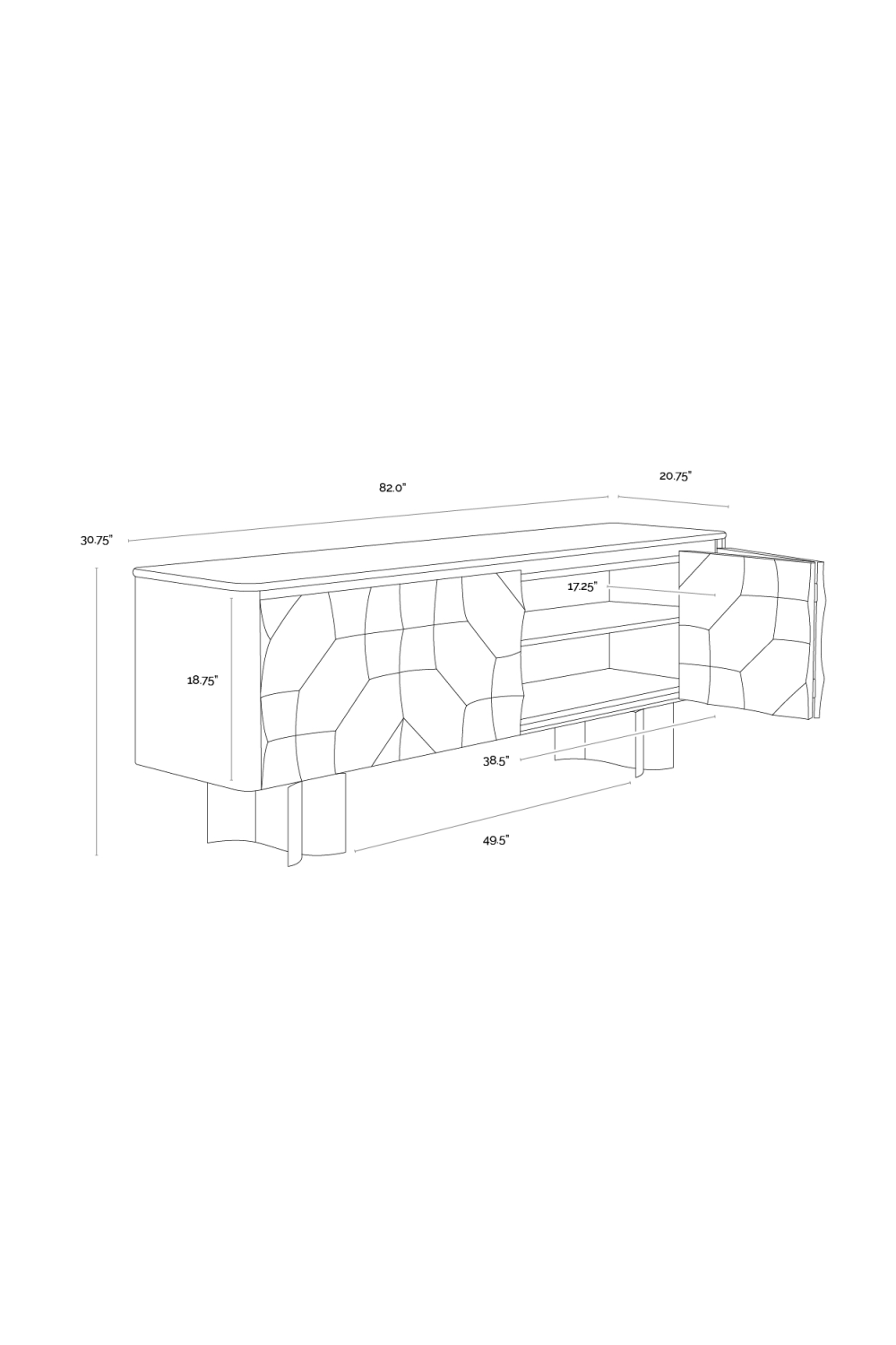 Faceted Black 4-Door Sideboard by Splendido Lautrec, alternate view 8