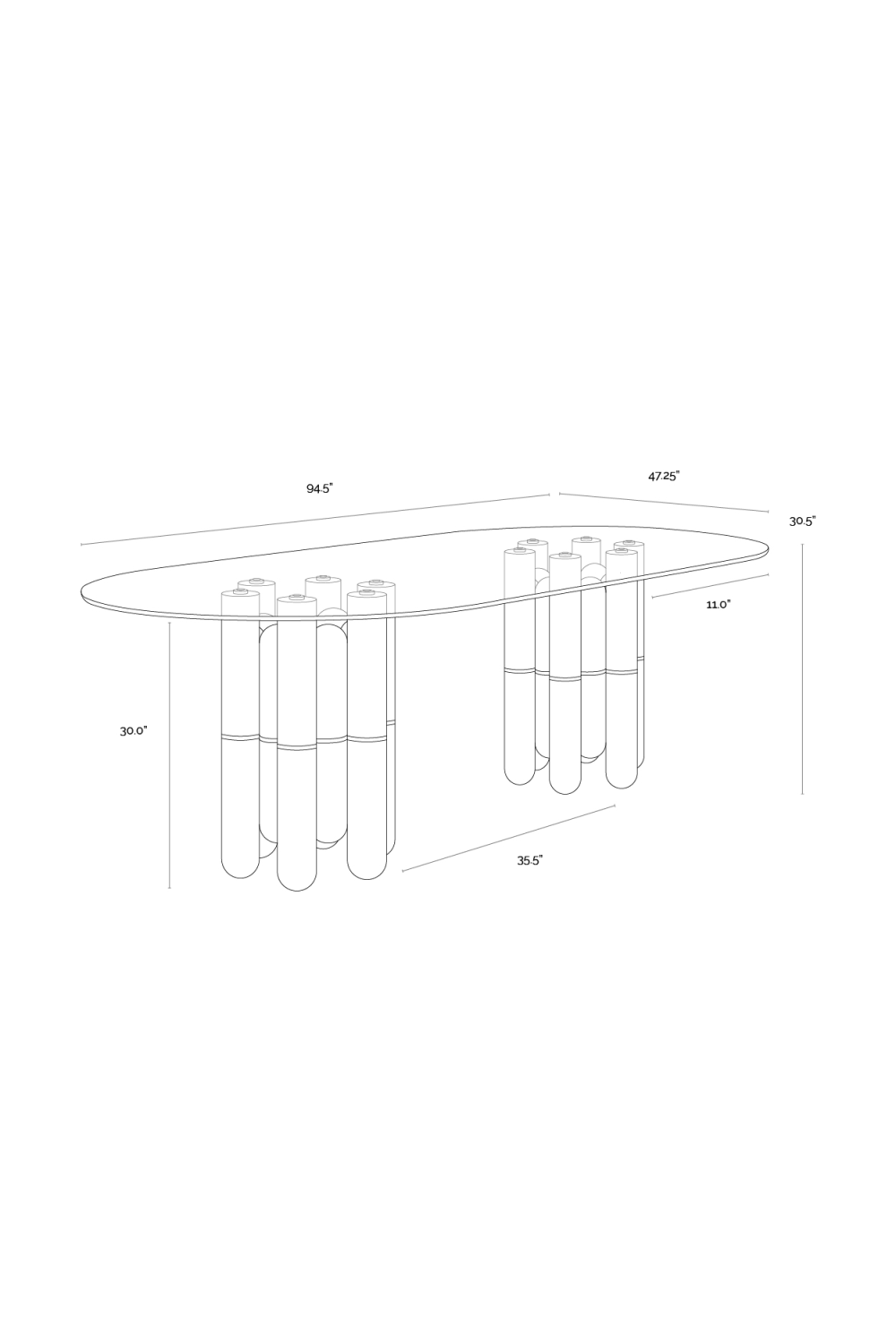 Glass Oval Dining Table by Splendido Yanna, alternate view 6