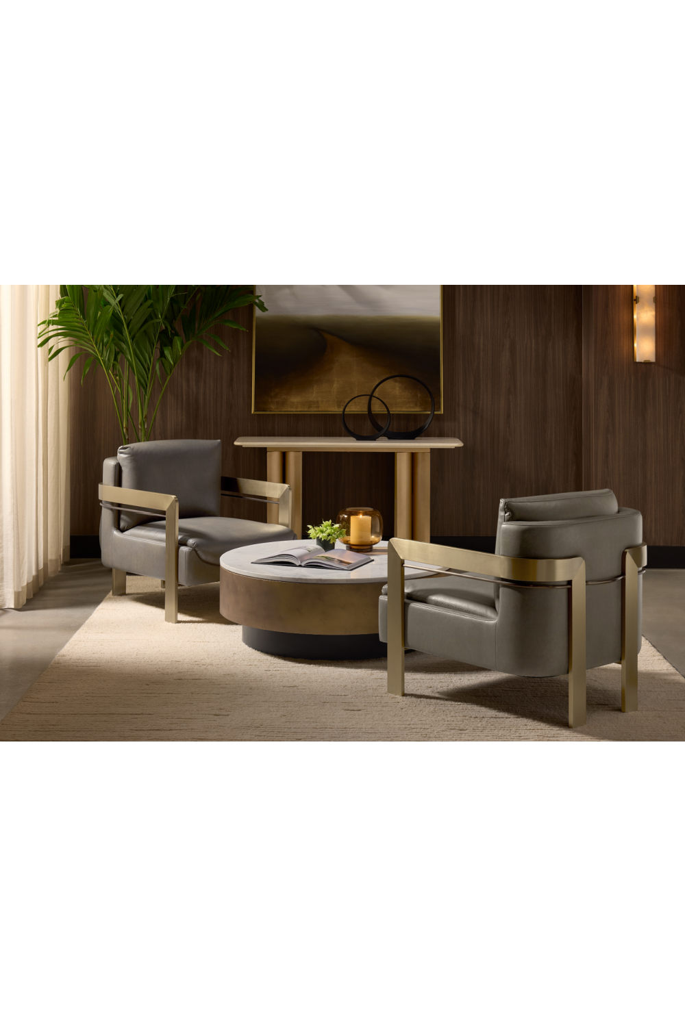 Taupe Leather Lounge Chair by Splendido Garo Accent Chair, alternate view 13