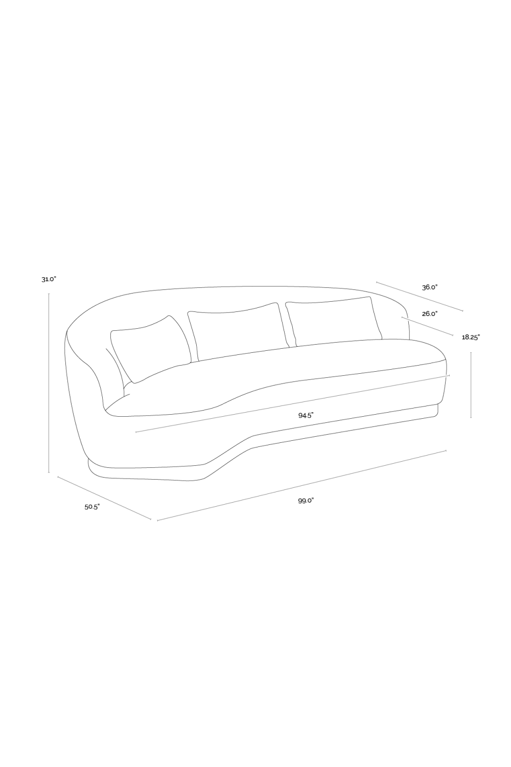 Minimalist Curved Sofa by Splendido Soraya, alternate view 17