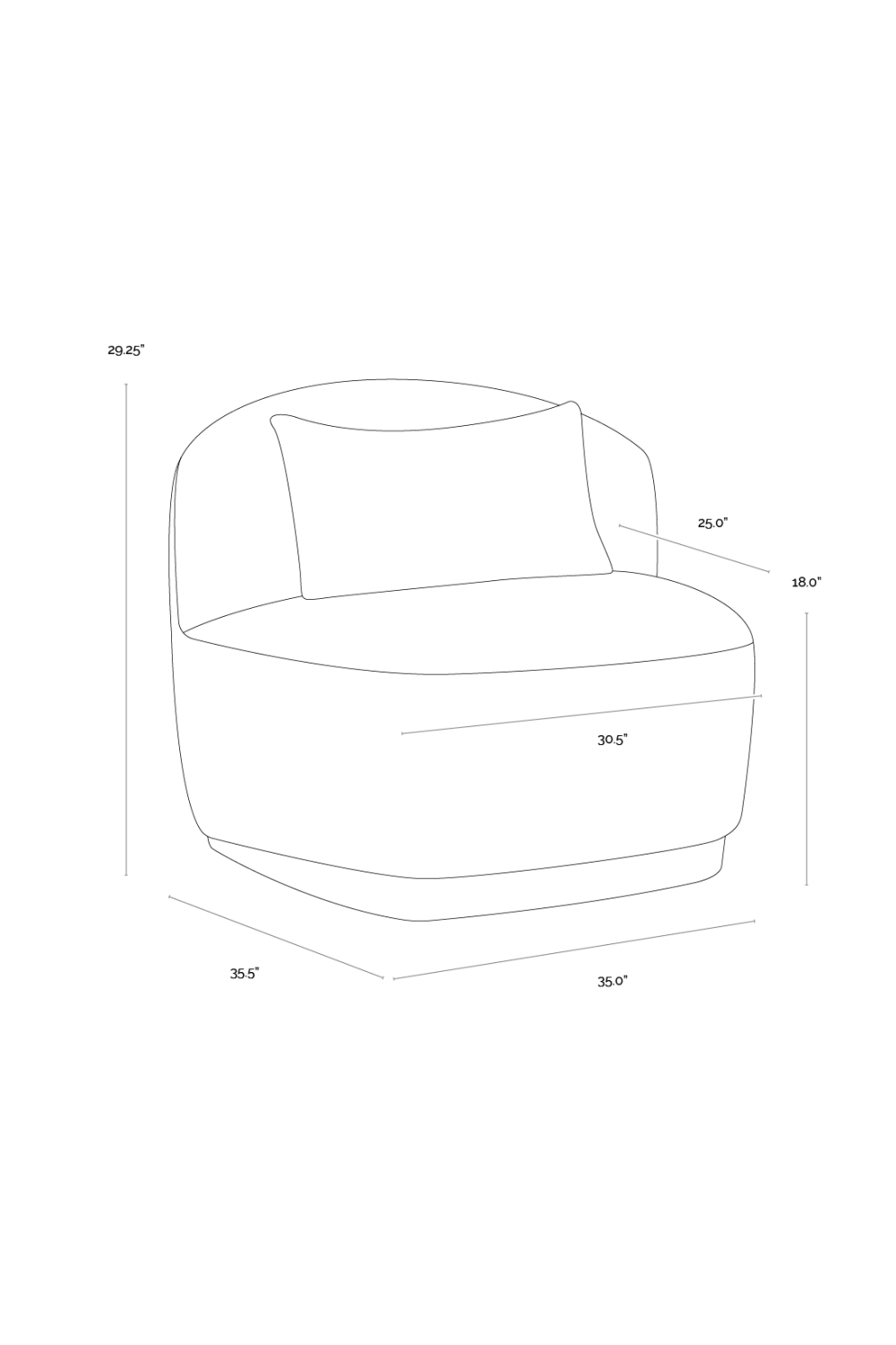Armless Swivel Lounge Chair | Splendido Soraya