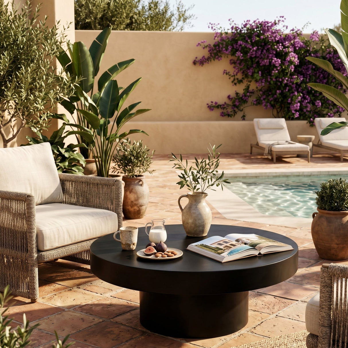 Round Gray Concrete Indoor/Outdoor Coffee Table by Splendido Brando, alternate view 2