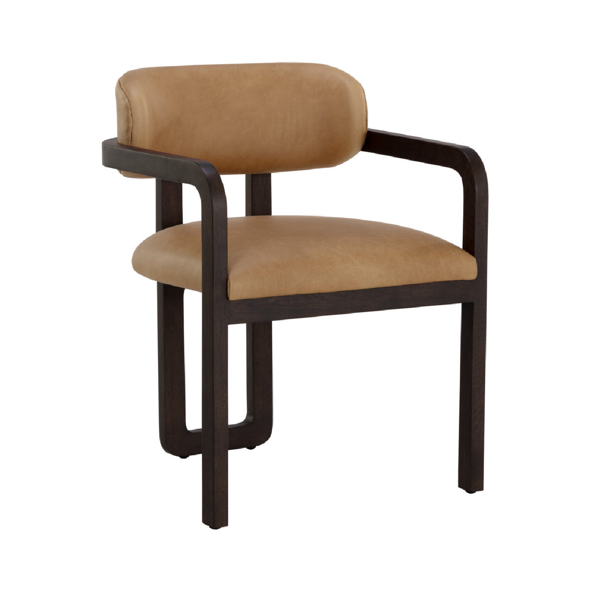 Brown Bovine Leather Dining Armchair | Splendido Madrone