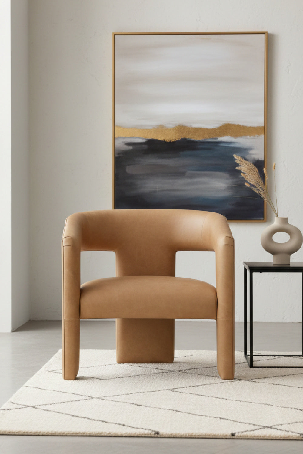 Brown Leather Sculptural Lounge Chair by Splendido Cobourg Accent Chair, alternate view 2