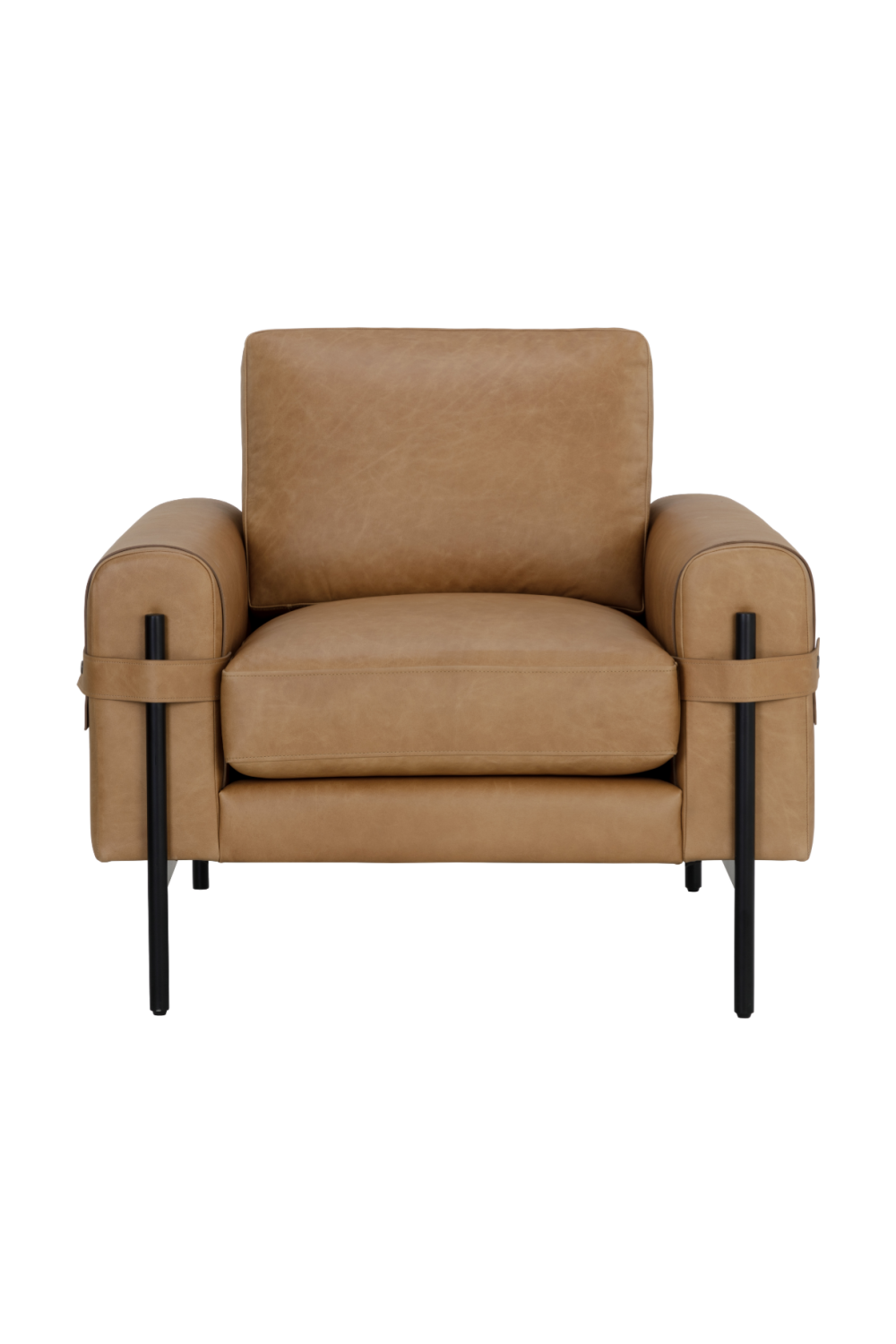 Strapped Brown Leather Lounge Chair by Splendido Camus Accent Chair, alternate view 3