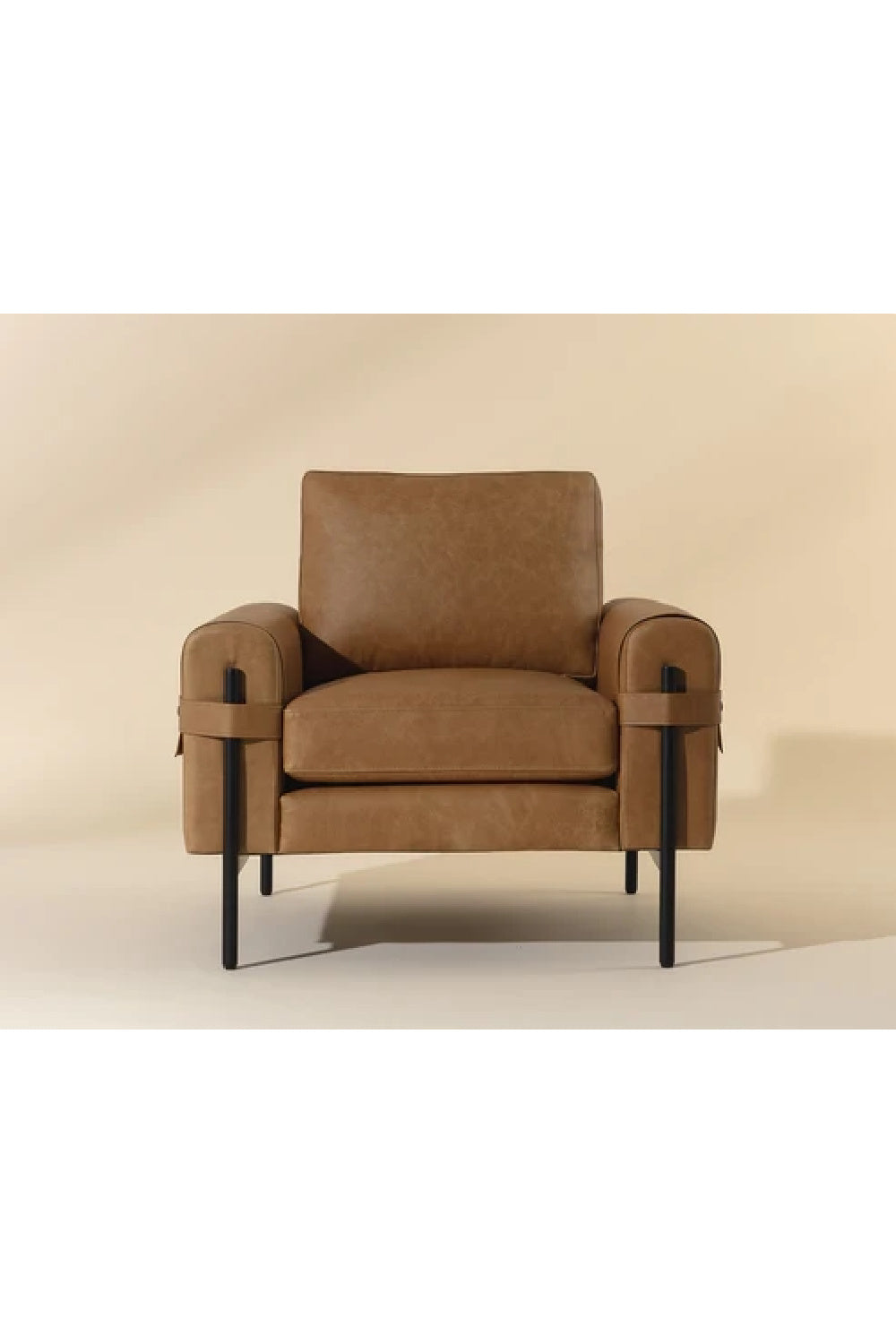 Strapped Brown Leather Lounge Chair by Splendido Camus Accent Chair, alternate view 10