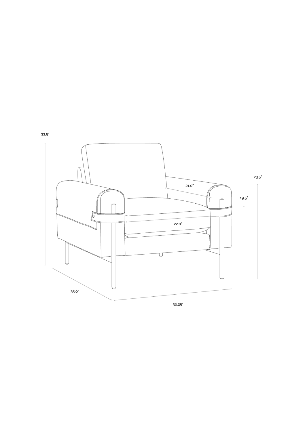 Strapped Brown Leather Lounge Chair by Splendido Camus Accent Chair, alternate view 9