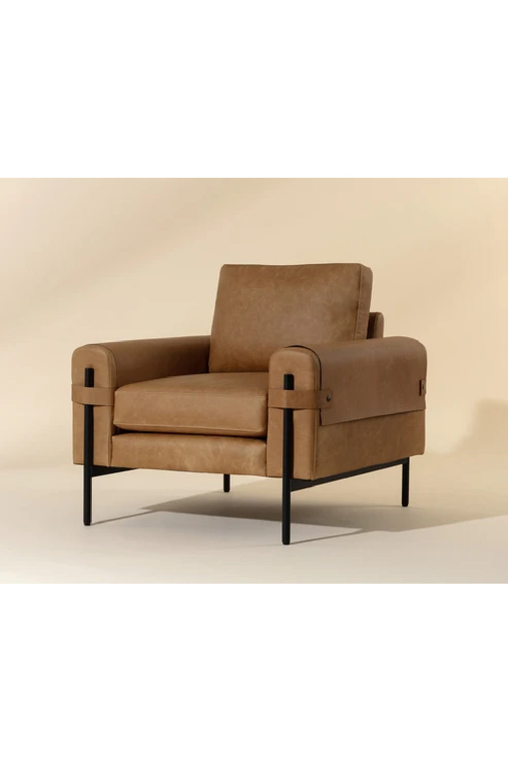 Modern European furniture - Strapped Brown Leather Lounge Chair - www.oroa.com