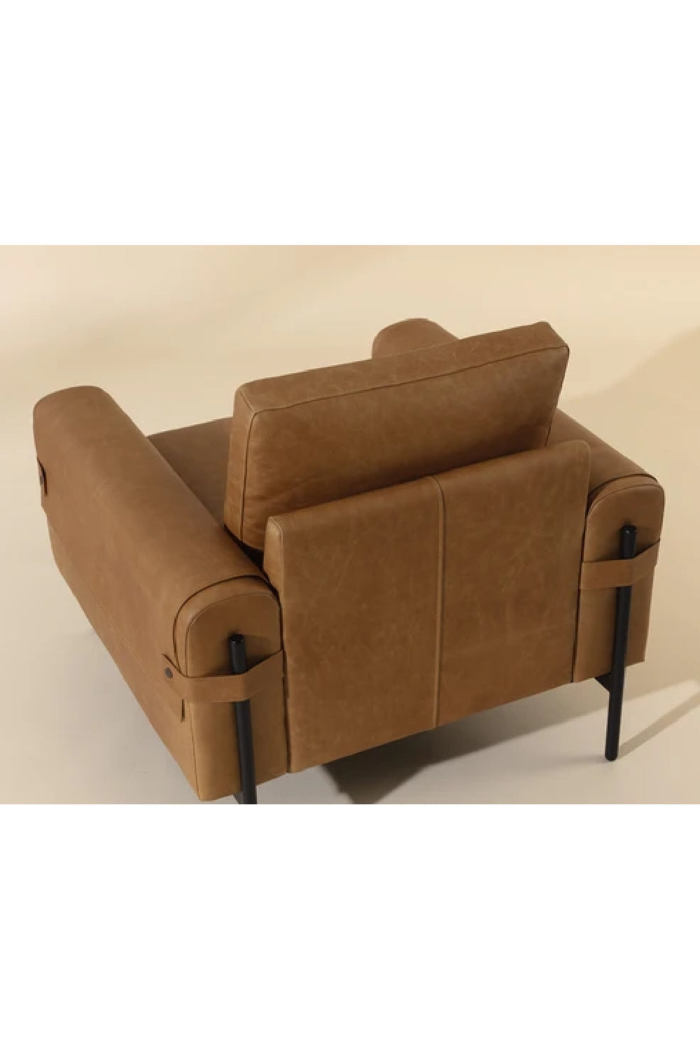Strapped Brown Leather Lounge Chair by Splendido Camus Accent Chair, alternate view 12