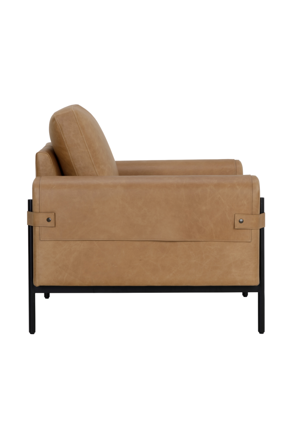 Strapped Brown Leather Lounge Chair by Splendido Camus Accent Chair, alternate view 4