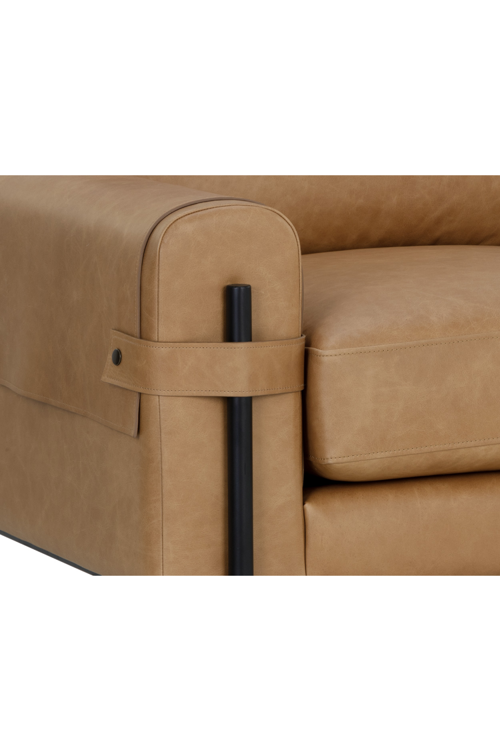 Strapped Brown Leather Lounge Chair by Splendido Camus Accent Chair, alternate view 7