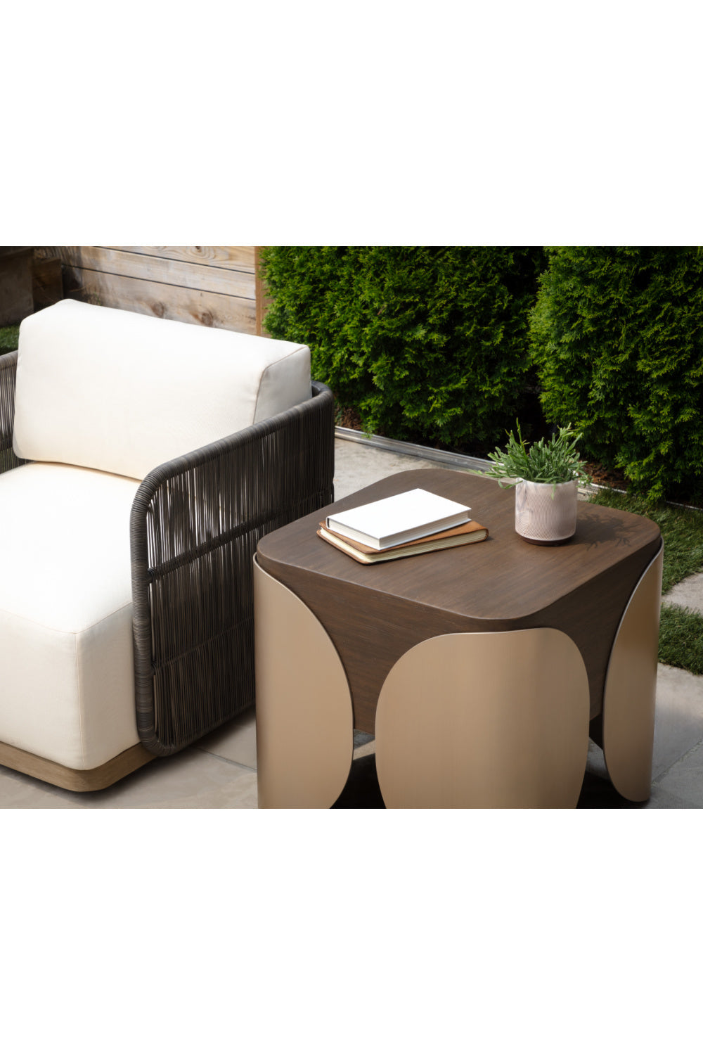 Timber Effect Indoor/Outdoor Side Table by Splendido Amarula, alternate view 10