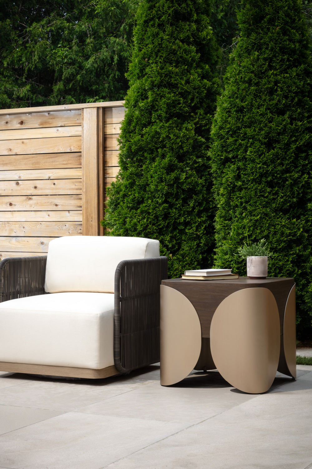 Timber Effect Indoor/Outdoor Side Table by Splendido Amarula, alternate view 11