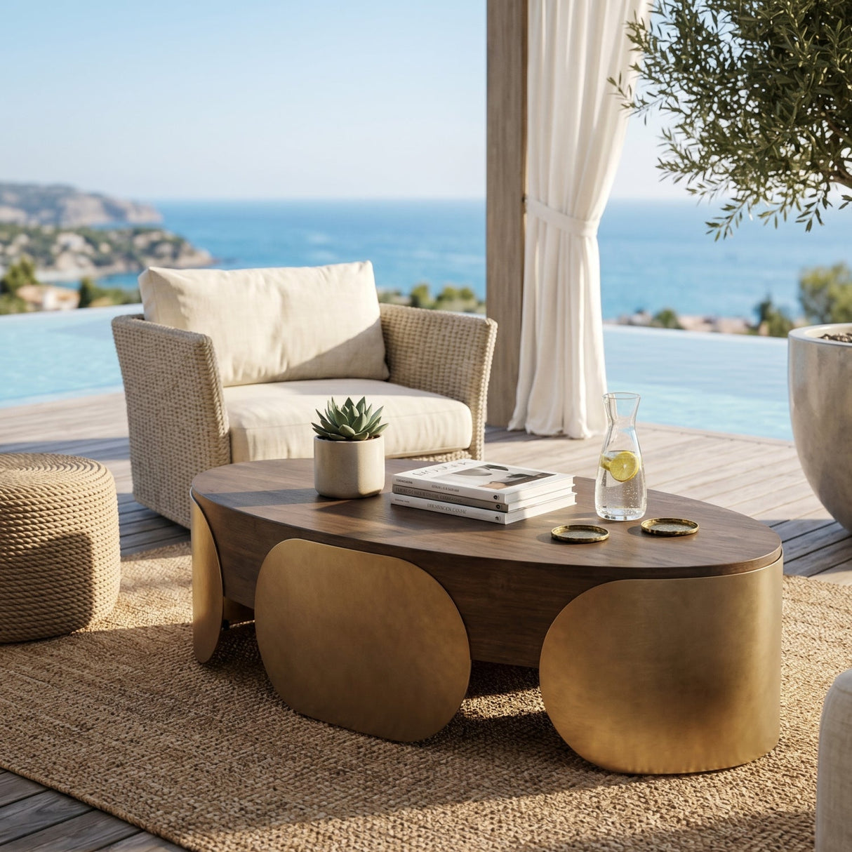 Timber Effect Indoor/Outdoor Coffee Table by Splendido Amarula, alternate view 2