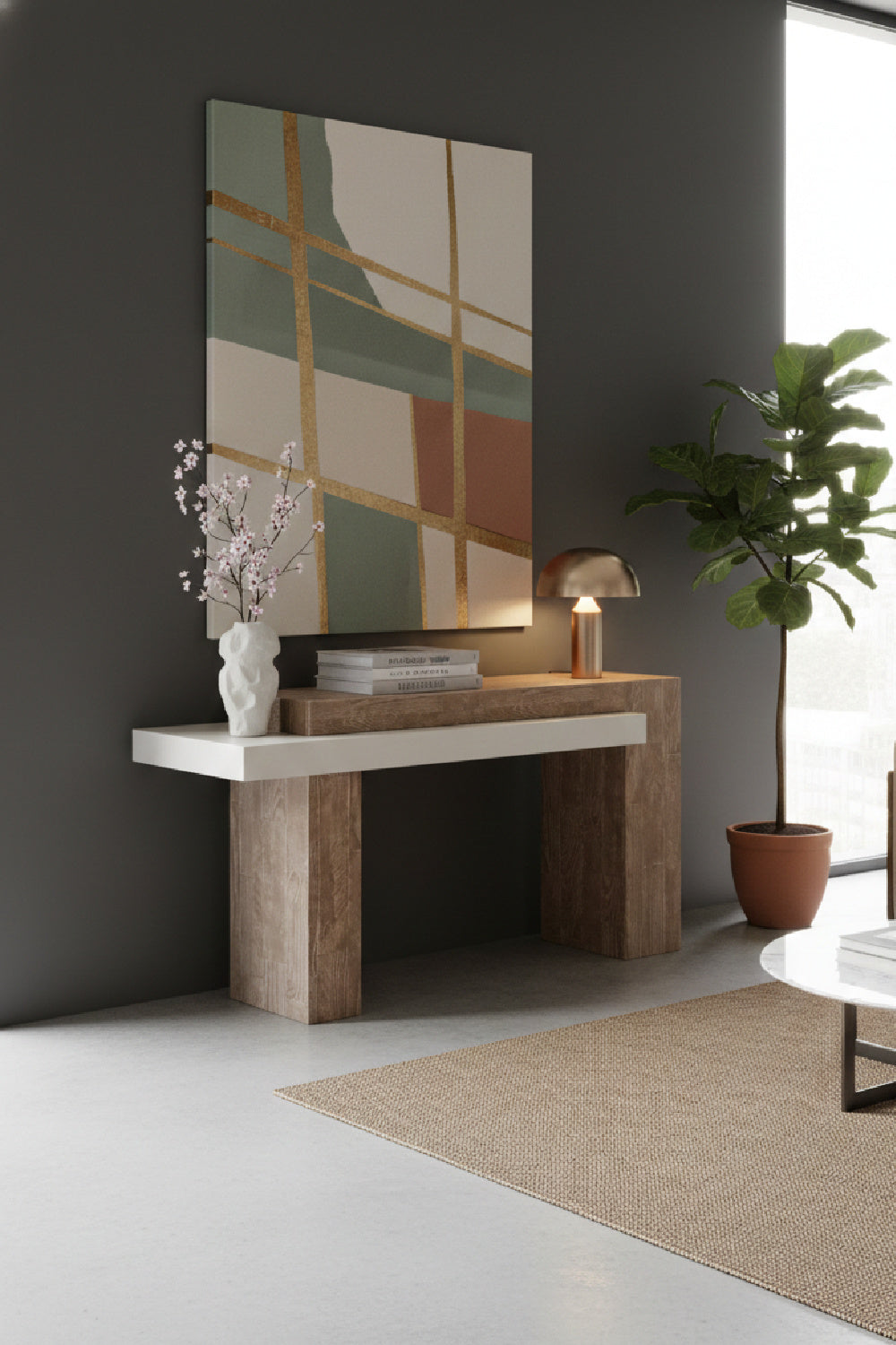 Rectangular Timber-Effect Indoor/Outdoor Console Table by Splendido Herriot, alternate view 4