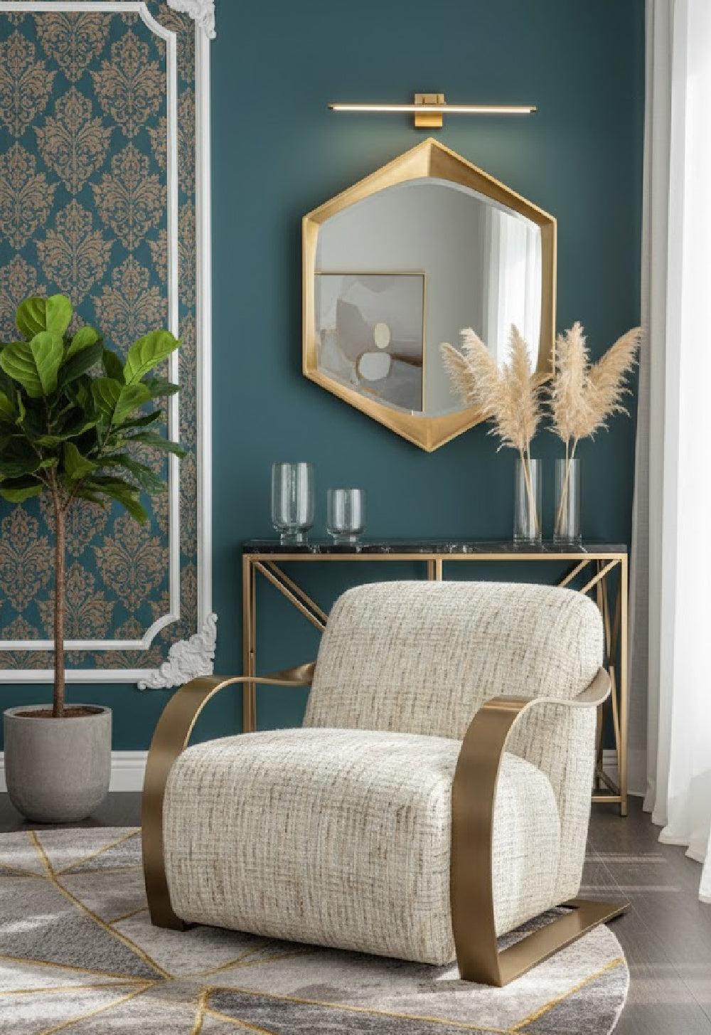 Twisted Brass Arm Lounge Chair by Splendido Sonesta Accent Chair, alternate view 14