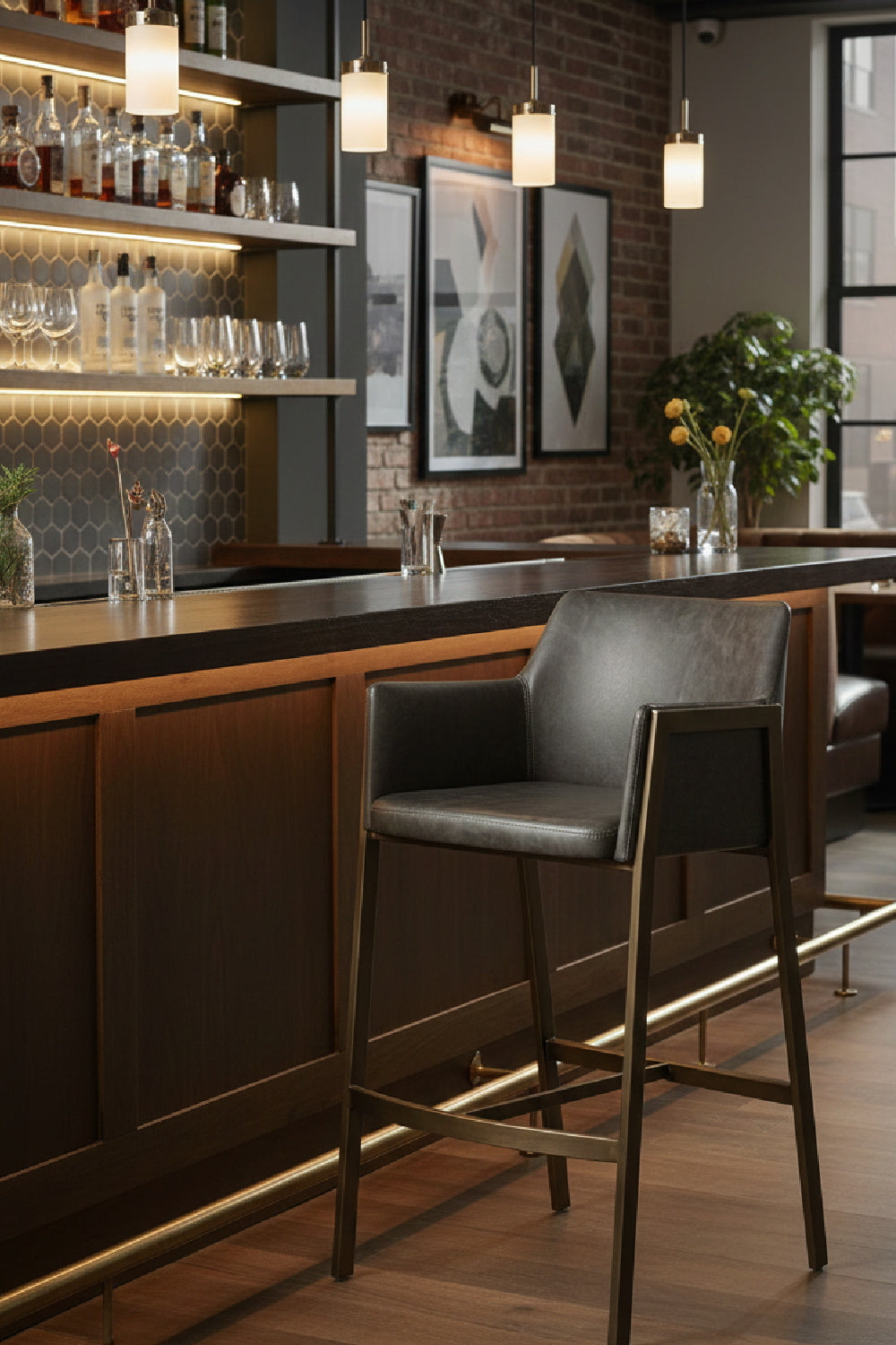 Leather-Look Bar Stool by Splendido Bernadette Barstool, alternate view 13