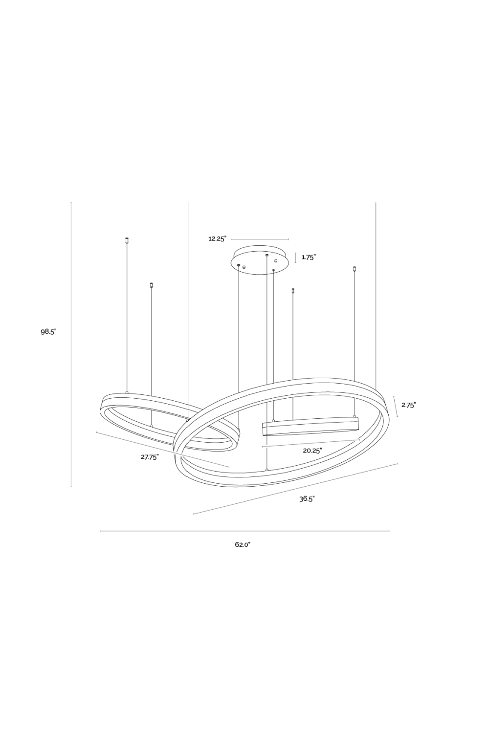 Gold 3 Ring Chandelier by Splendido Saphira, alternate view 7