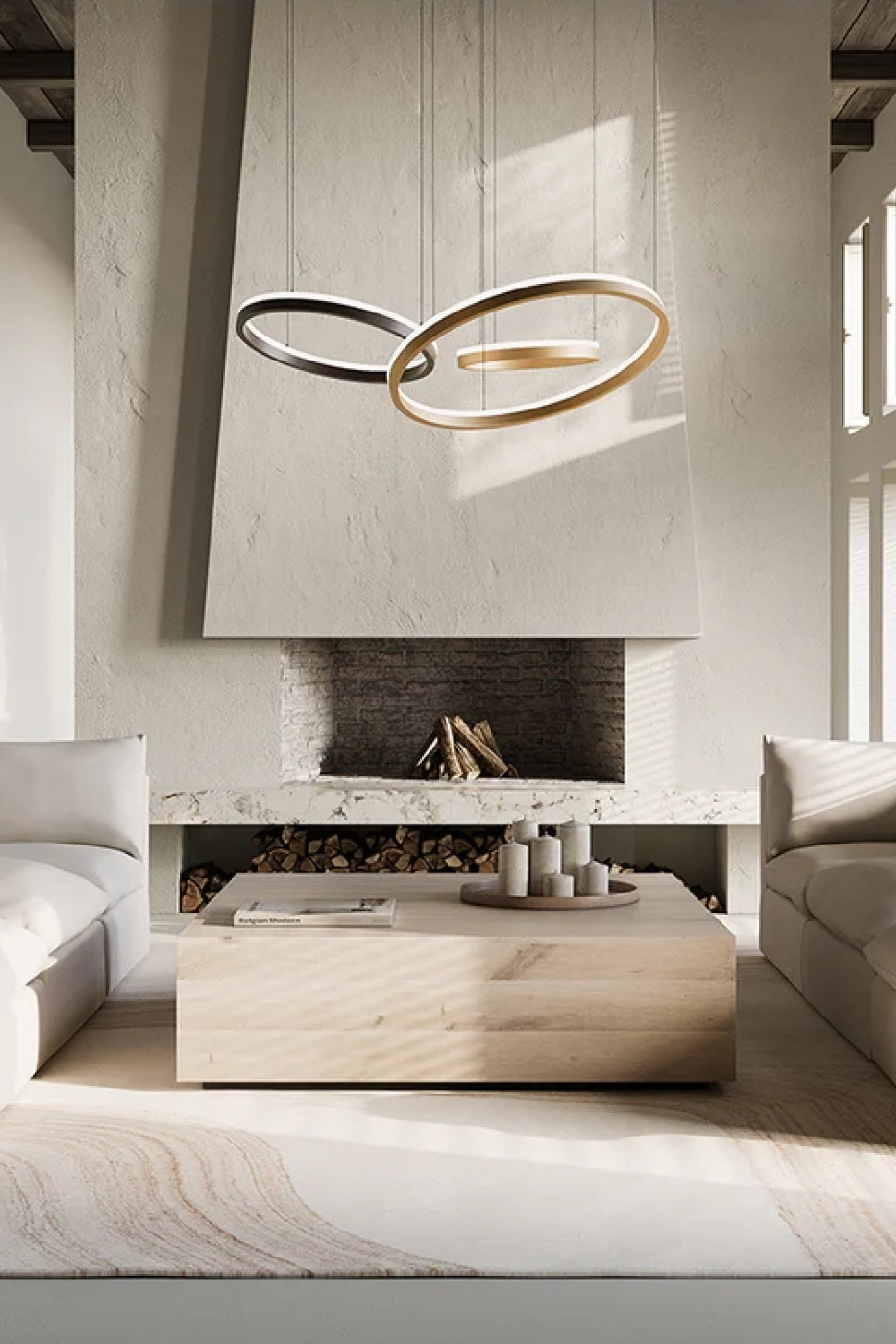 Gold 3 Ring Chandelier by Splendido Saphira, alternate view 2