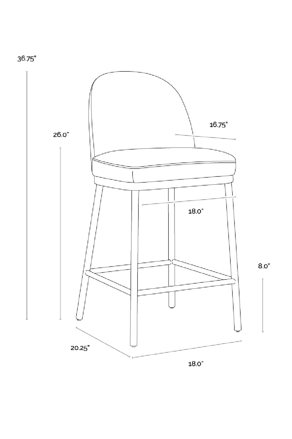 Minimalist Upholstered Counter Stool by Splendido Lavania, alternate view 9