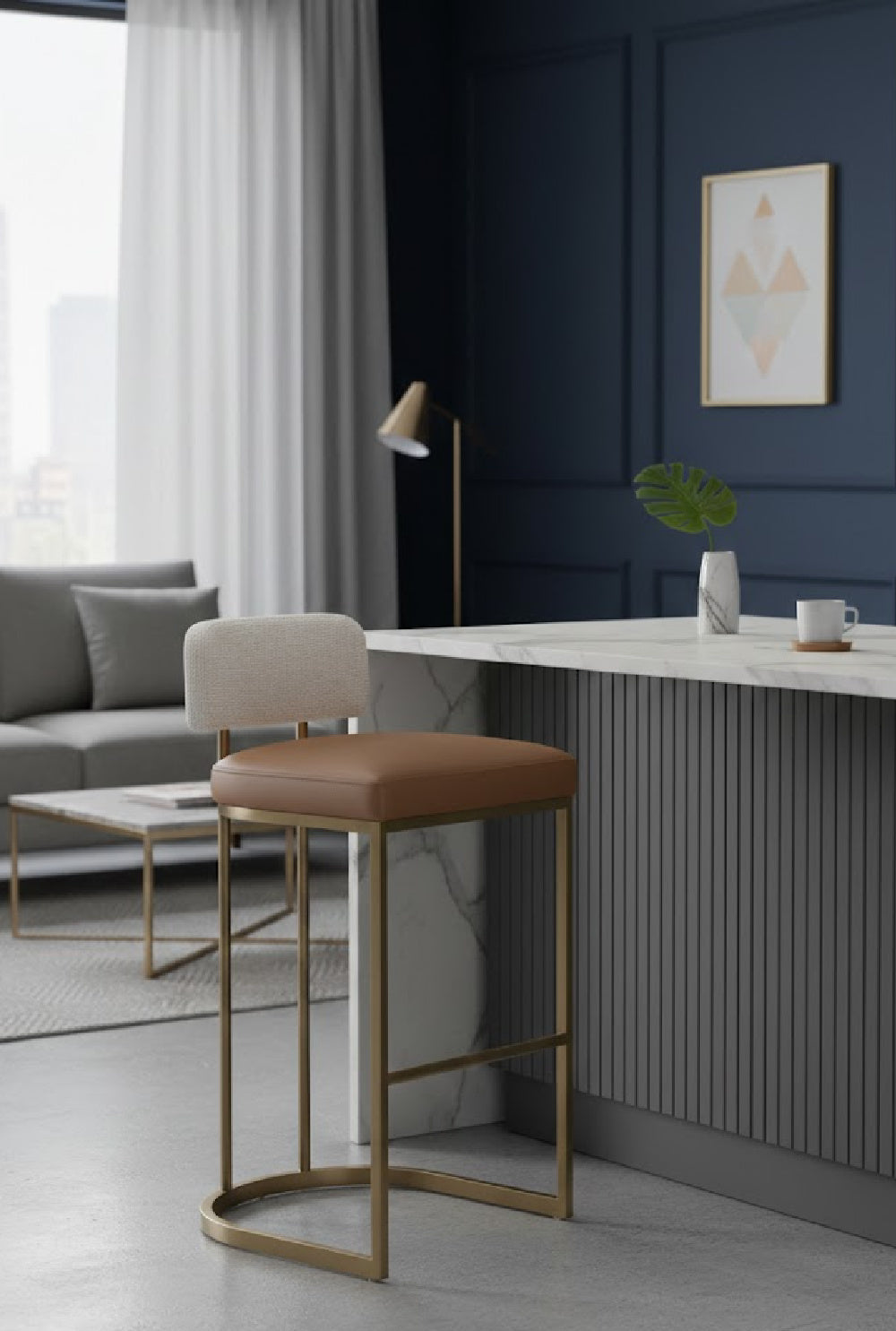 Two-Toned Low-Back Bar Stool by Splendido Larissa Barstool, alternate view 2