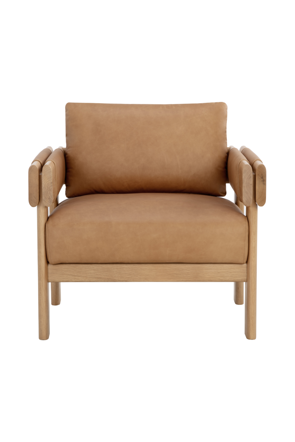Oak Framed Leather Lounge Chair by Splendido Carmichael Accent Chair, alternate view 3