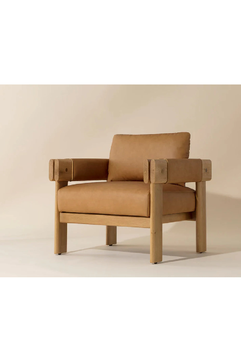 Oak Framed Leather Lounge Chair by Splendido Carmichael Accent Chair, alternate view 11