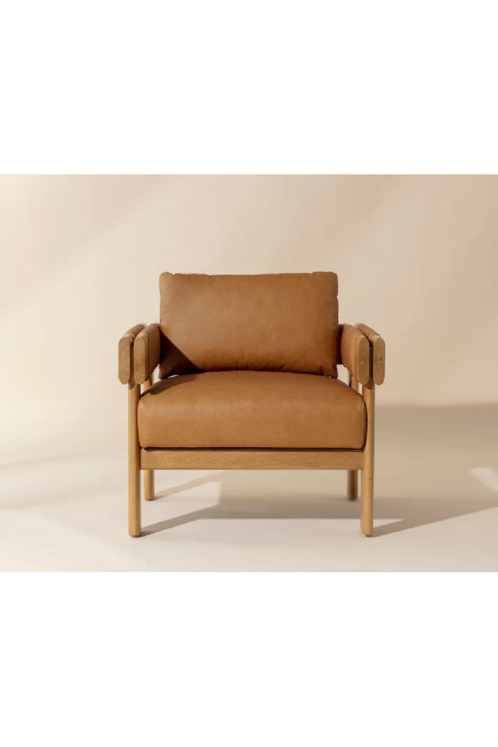 Oak Framed Leather Lounge Chair by Splendido Carmichael Accent Chair, alternate view 10