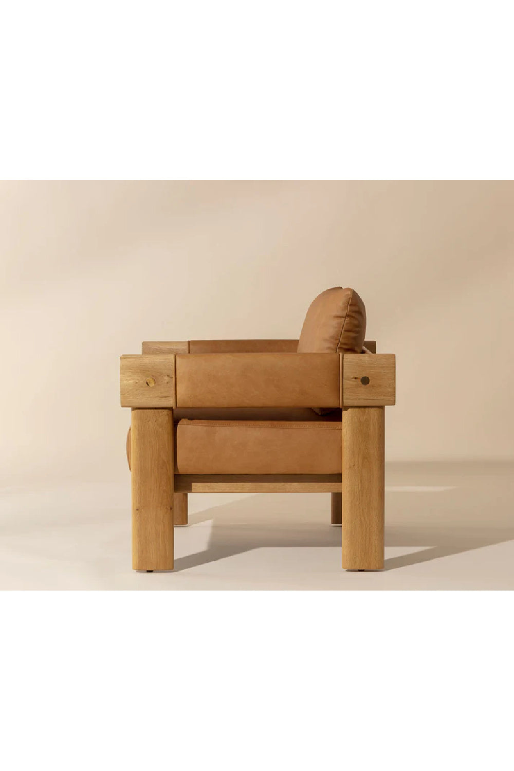 Oak Framed Leather Lounge Chair by Splendido Carmichael Accent Chair, alternate view 12