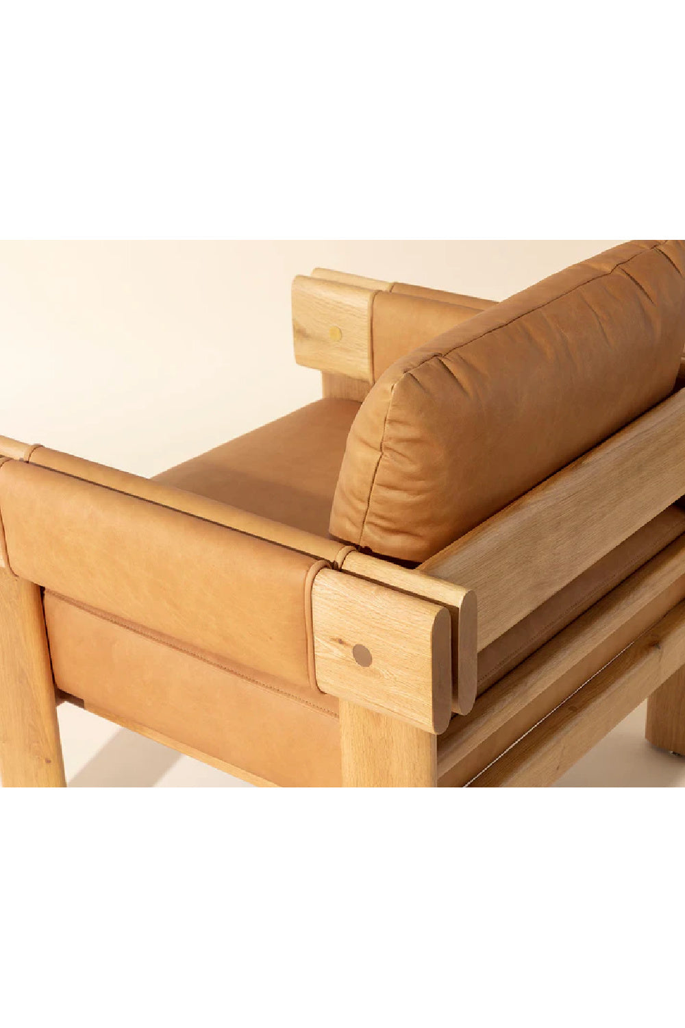 Oak Framed Leather Lounge Chair by Splendido Carmichael Accent Chair, alternate view 14