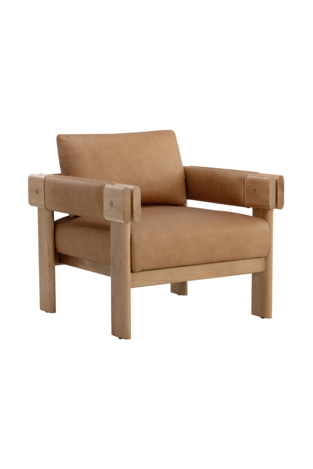 Oak Framed Leather Lounge Chair by Splendido Carmichael Accent Chair