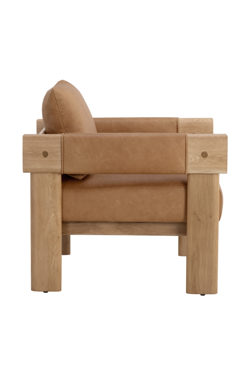 Oak Framed Leather Lounge Chair by Splendido Carmichael Accent Chair, alternate view 4