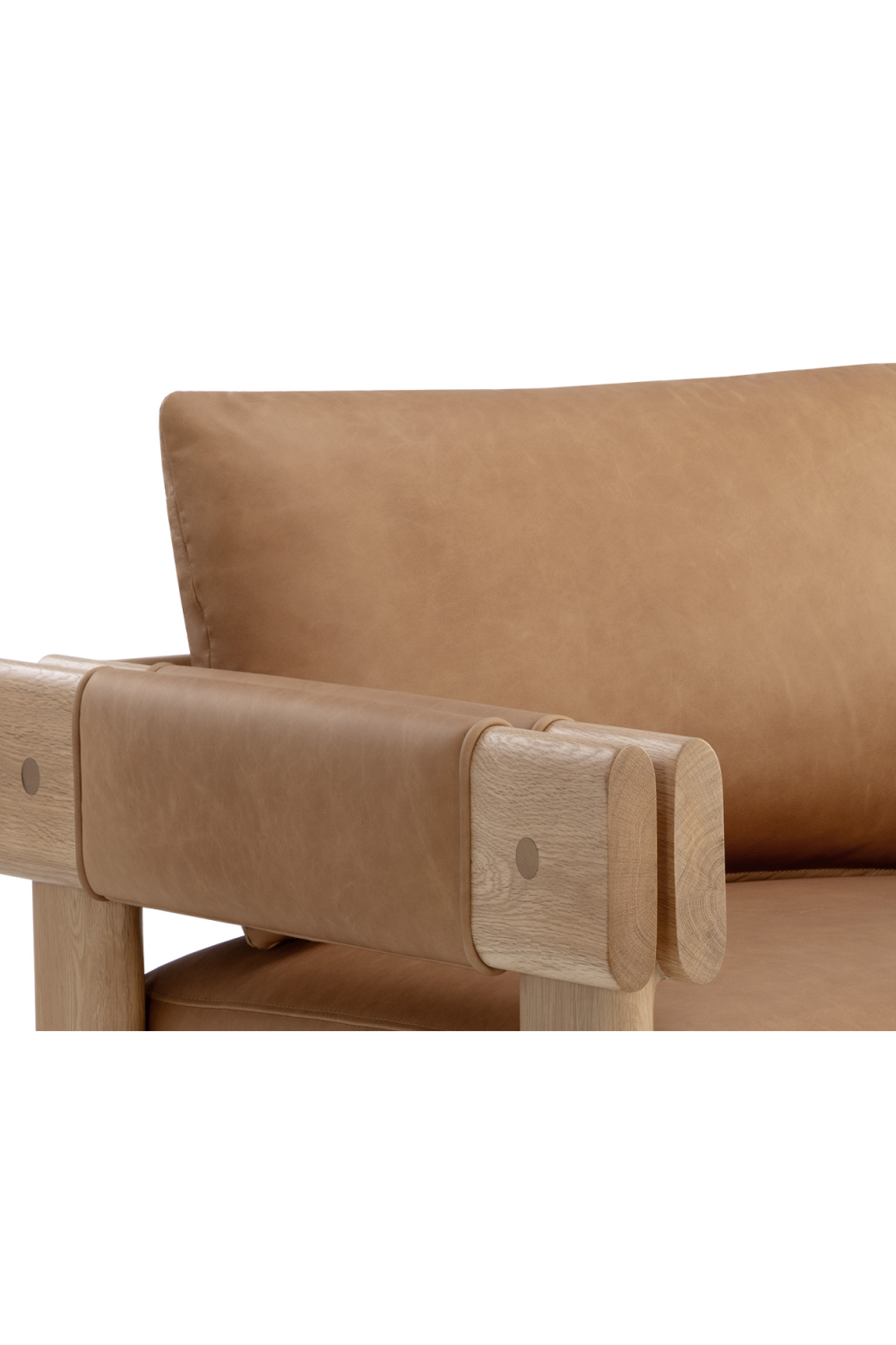 Oak Framed Leather Lounge Chair by Splendido Carmichael Accent Chair, alternate view 6